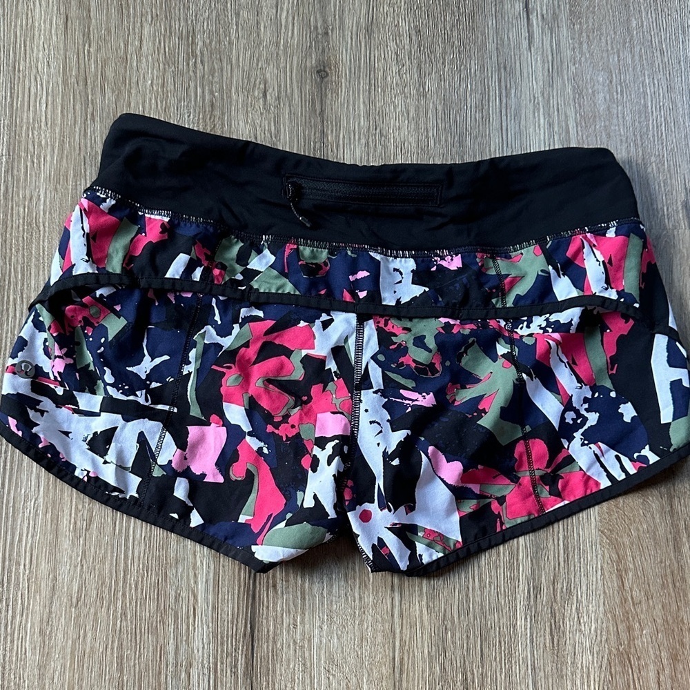 lululemon athletica Black and Pink Floral Athletic Shorts - Picture 4 of 6